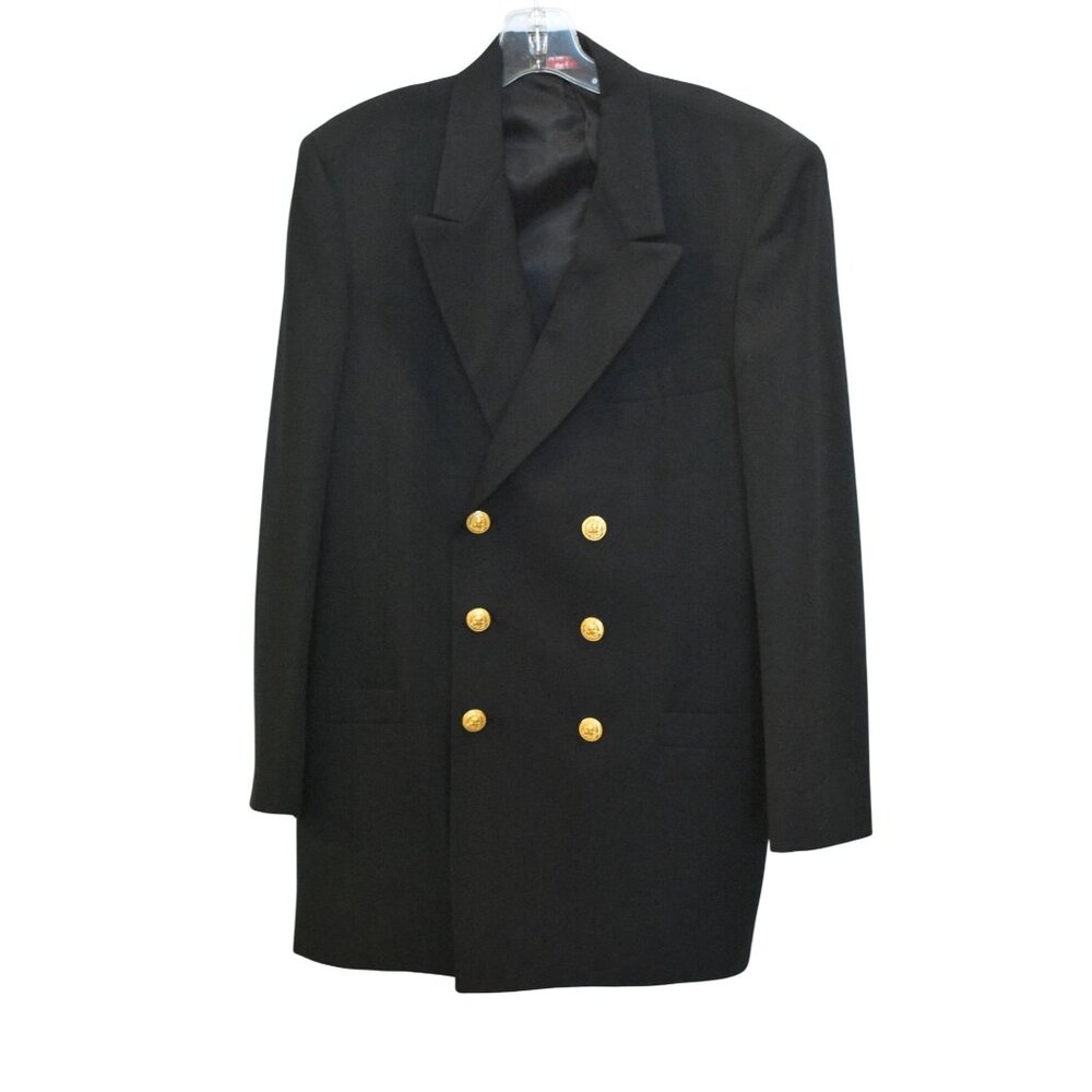Men's Vintage United States Navy Double Breasted Formal Black Blazer 41 Long